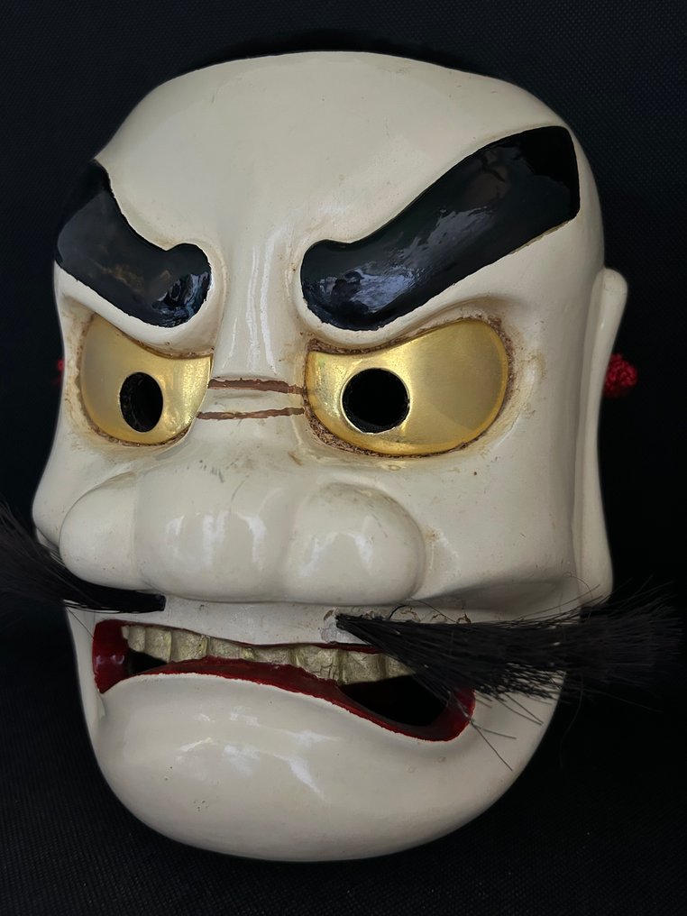 Noh面具 - 木, 木制雕刻的备中神乐面具——须佐之男命 - Susanoo no Mikoto須佐之男命 (沒有保留價) #2.1