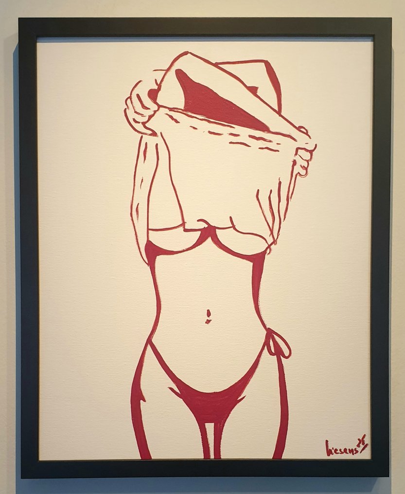 Liesens - Undress me ( handpainted on canvas) met lijst #1.0