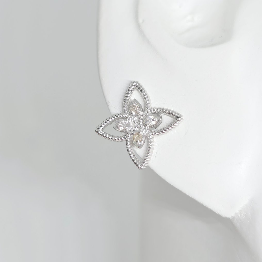 Nincs minimálár - Drop fülbevaló - 14 kt. Fehér arany - 0.11ct. tw. Gyémánt (Természetes) #1.0