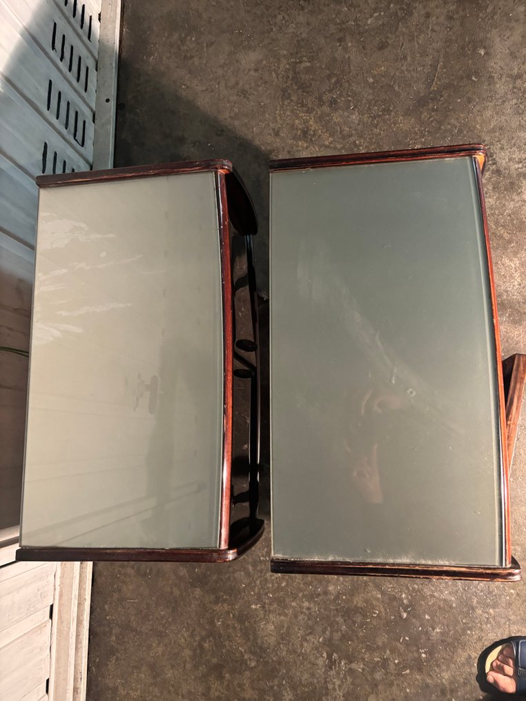 Nattbord (2) - Tre, Glass, Messing - Arte deco #3.2