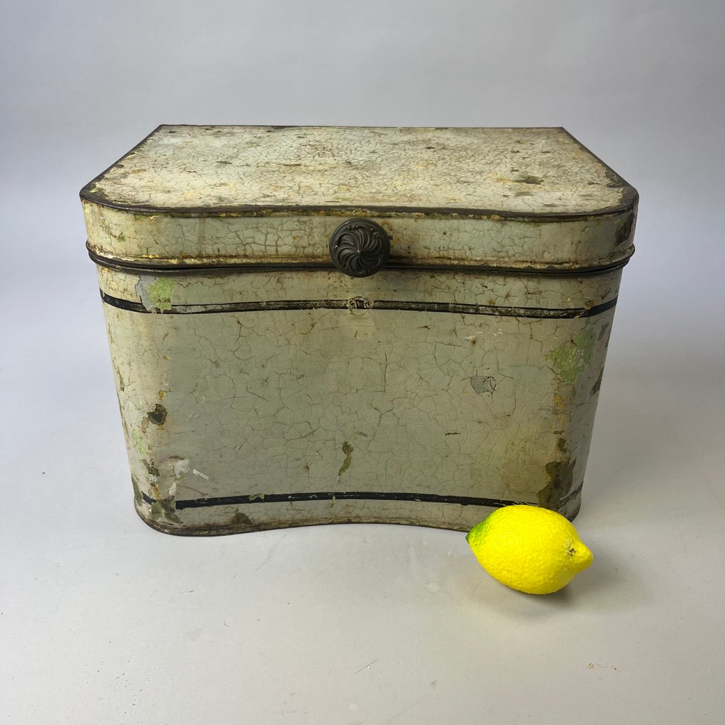 Κουτί από κασσίτερο - Αντίκα αυθεντικό χειροποίητο βαμμένο με το χέρι κουτί αποθήκευσης κουζίνας ή καταστήματος από τσίγκο - Blik #1.0