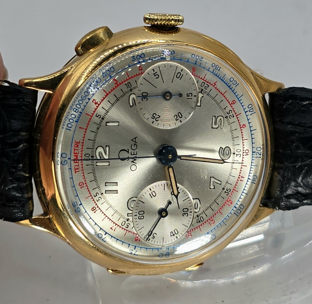 Omega - seltener 18Kt Chronograph - Oversize - Eigenkaliber 33,3  CHRO - Schweiz um 1939 - Homme - 1900-1949  #3.2