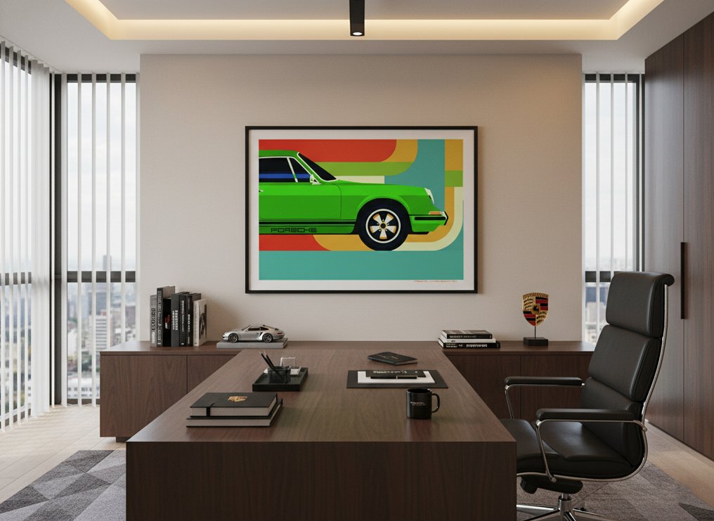 保时捷911复古艺术作品——全球限量版,编号并由艺术家签名。 - Porsche - Vintage Porsche 911 #3.2