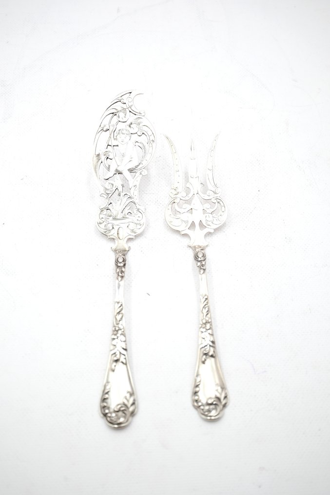 Faqueiro de peixe (2) - .833 prata - Motivo de Querubim #4.3