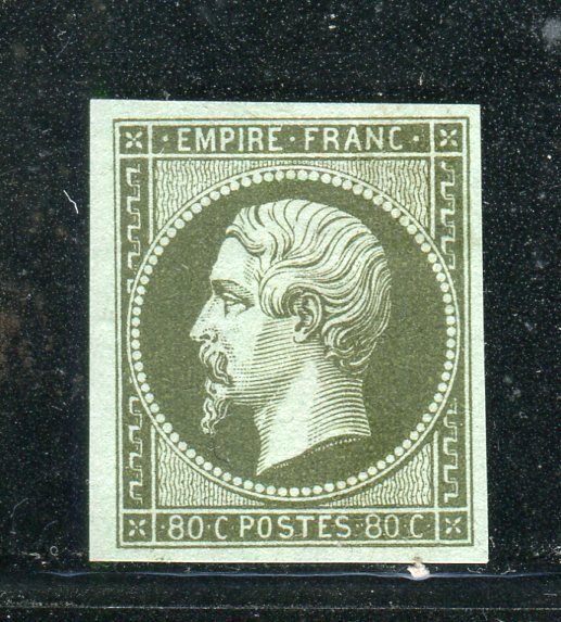 Frankrijk 1853 - Prachtig & Zeldzaam Proefdruk van nr. 17 in de tint Donker Olijf #1.0