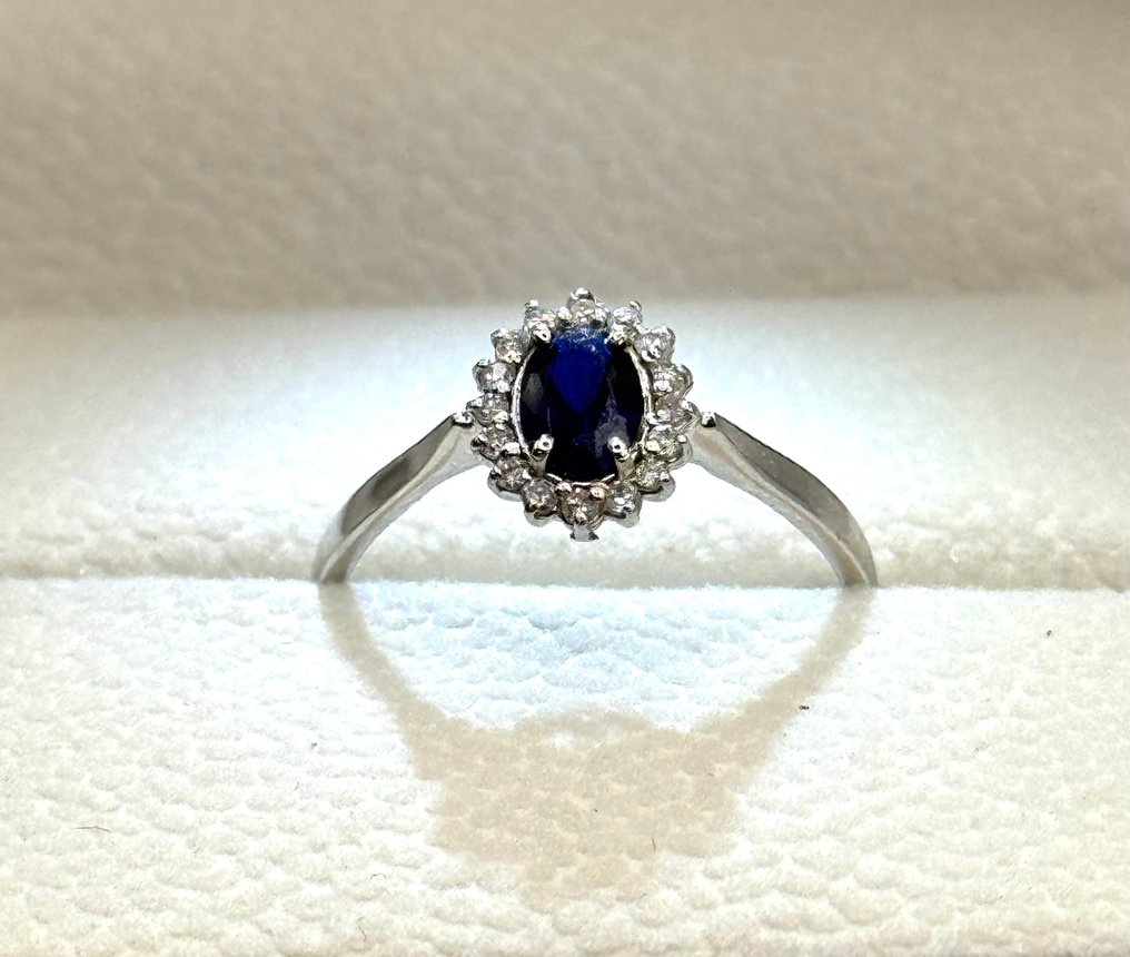 Ring - 18 kt Weißgold - 1.40ct. tw. Saphir - Diamant #2.1