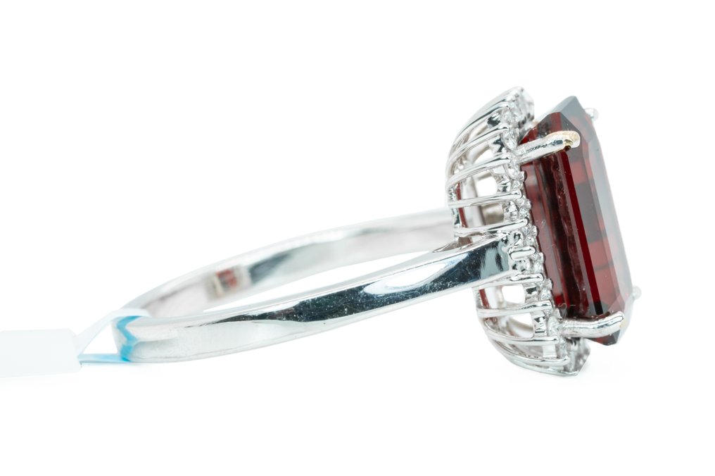 戒指 - 18 克拉 白金, 深橙红 - 4.00ct. tw. 尖晶石 - 鉆石 - 0.30克拉,VVS-SI #4.3