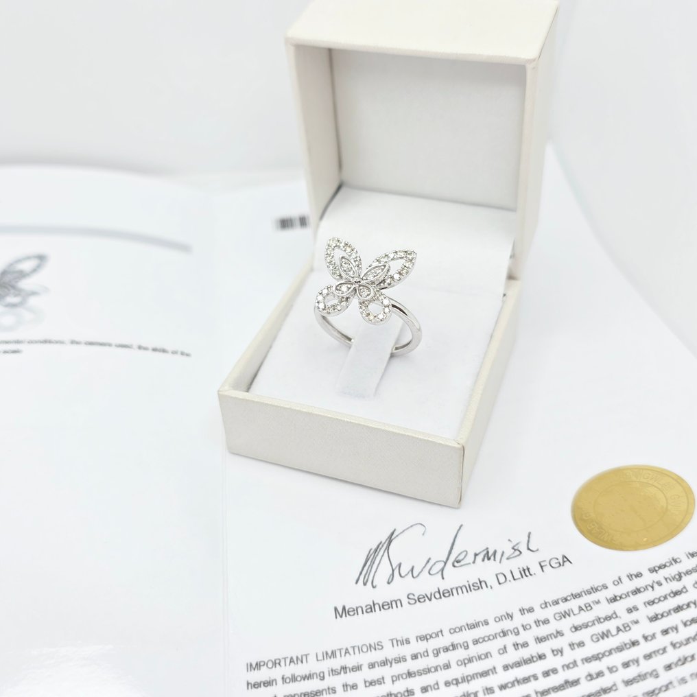 没有保留价 - 戒指 - 14K包金 白金 - 0.47ct. tw. 钻石 (天然) #1.0