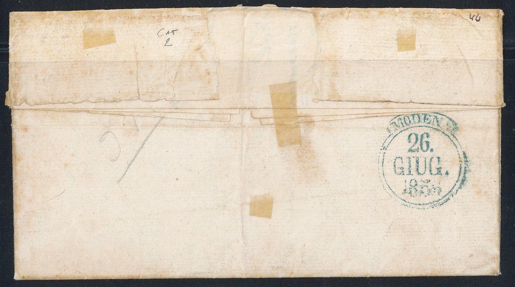 State Italiene Antice - Modena - 5 c. verde oliv cu punctul nr. 8. Certificat „oro” Studio Diena pe larg. #2.1