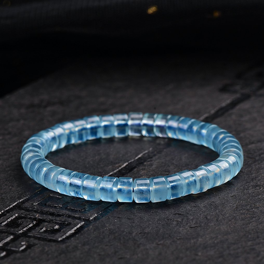 ALGT 认证 - 高度独家天然海蓝宝石手链 来自大自然的极其清晰的发现- 16.6 g #3.2