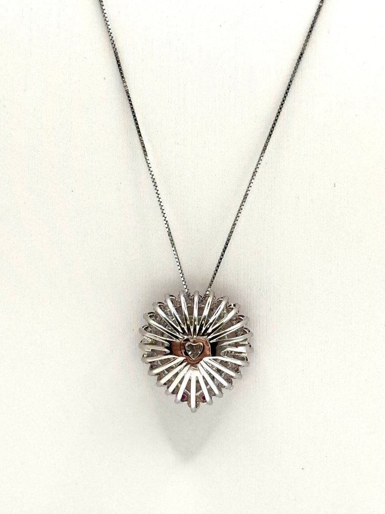 Colar com pingente - 18 K Ouro branco - 1.50ct. tw. Rubi - Diamante #4.3