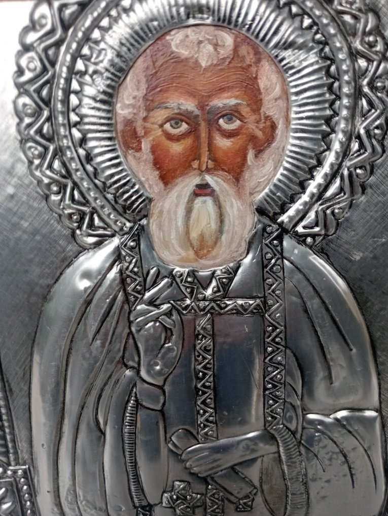 Εικόνα - San Sergio de Radonezh - Επάργυρο, Ξύλο - Χειροποίητο ζωγραφισμένο - 26 x 30 εκ. #2.1