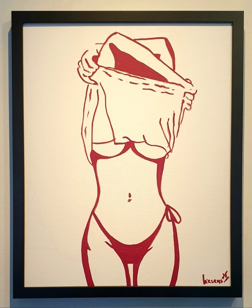 Liesens - Undress me ( handpainted on canvas) met lijst #4.3