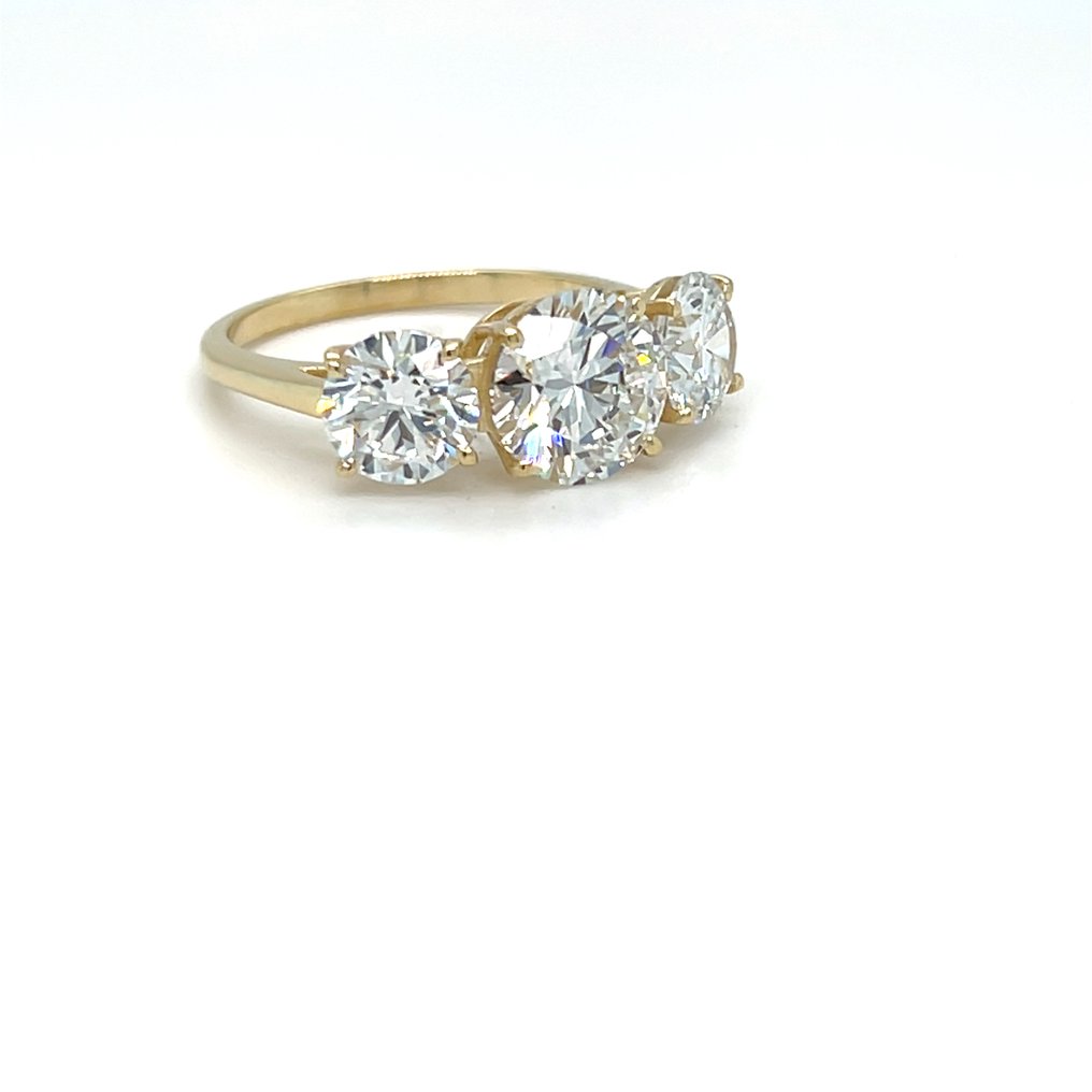 Ring - 14 karat Gull -  4.03ct. tw. Diamant (Lab-dyrket) #2.1