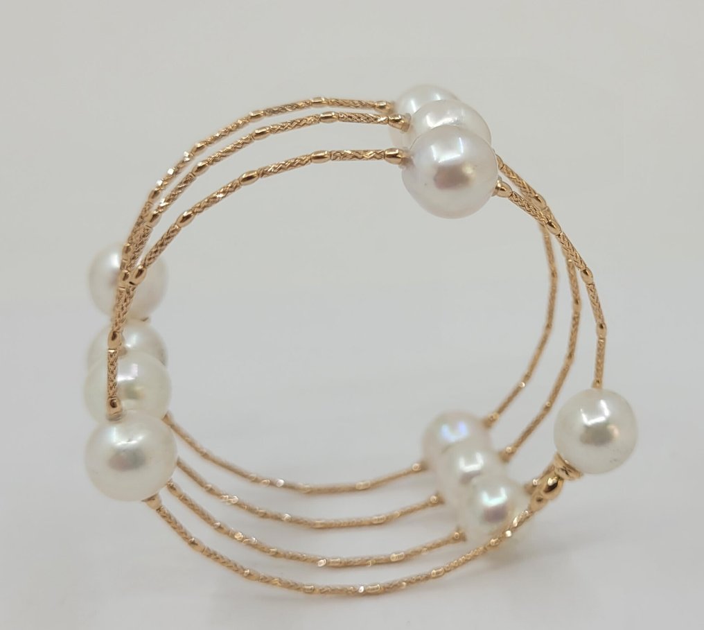 Βραχιόλι - 18 καράτια Ροζ χρυσό - Μαργαριτάρια Akoya 8x9mm #2.1