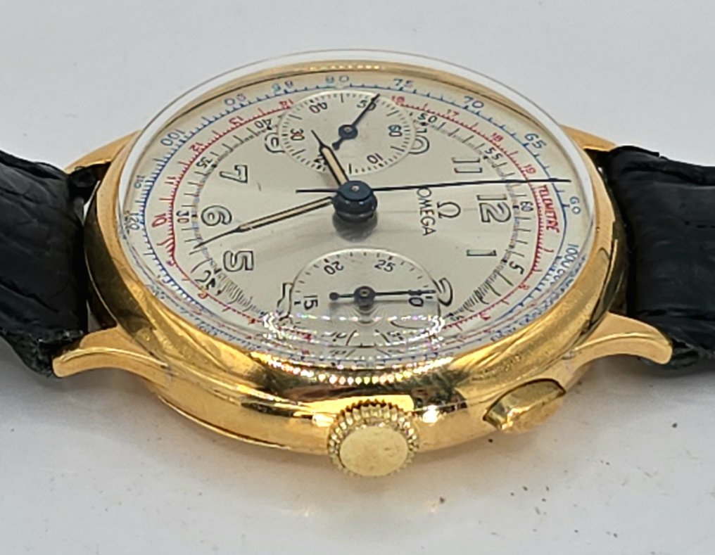 Omega - seltener 18Kt Chronograph - Oversize - Eigenkaliber 33,3  CHRO - Schweiz um 1939 - Homme - 1900-1949  #1.0