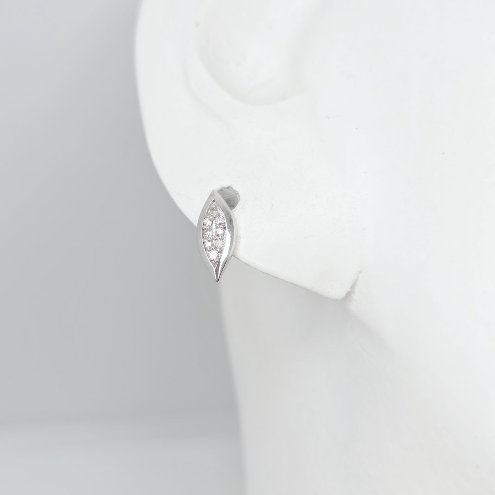 Nincs minimálár - Drop fülbevaló - 14 kt. Fehér arany - 0.11ct. tw. Gyémánt (Természetes) #2.1