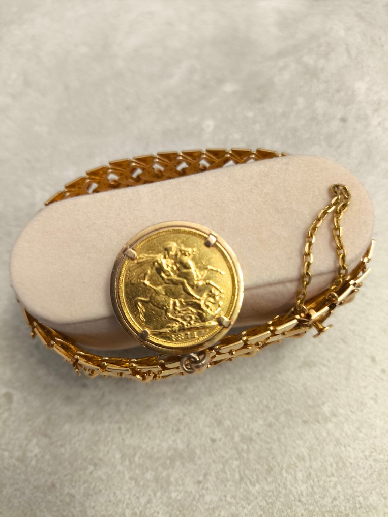 串珠手鏈 - 18 克拉 黃金 - 黄金手链 + 硬币 #1.0
