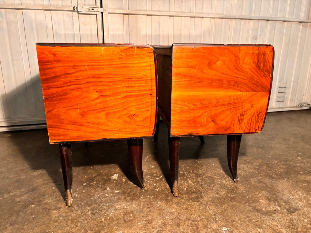 Nattbord (2) - Tre, Glass, Messing - Arte deco #4.3