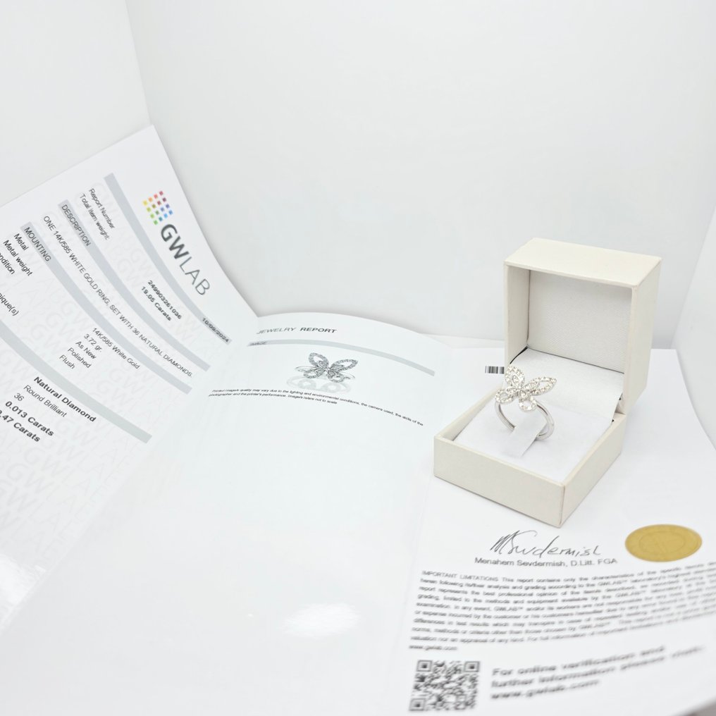 没有保留价 - 戒指 - 14K包金 白金 - 0.47ct. tw. 钻石 (天然) #4.3