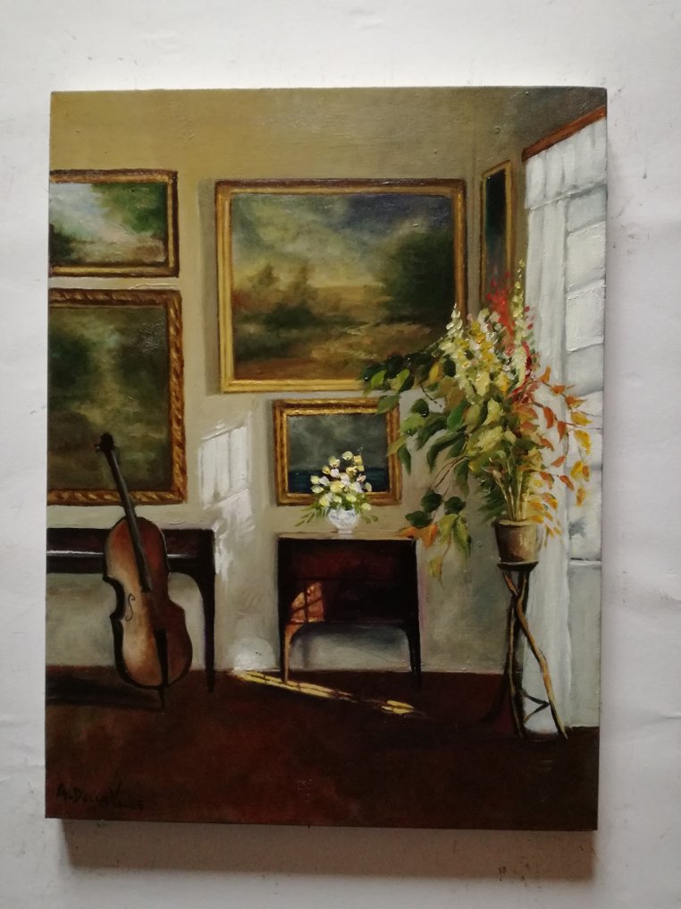 A. Della Valle (XX), da Carl Vilhelm - Interno elegante  (controluce) #1.0