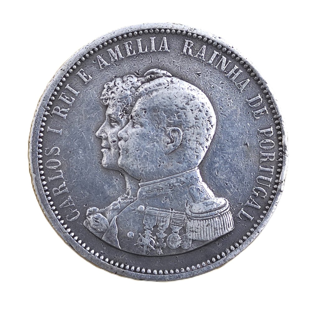 葡萄牙. D. Carlos I (1889-1908). Silver 1.000 Reis Coin - Charles I (Discovery of India) - 24,6g 1898 (沒有保留價) #1.0
