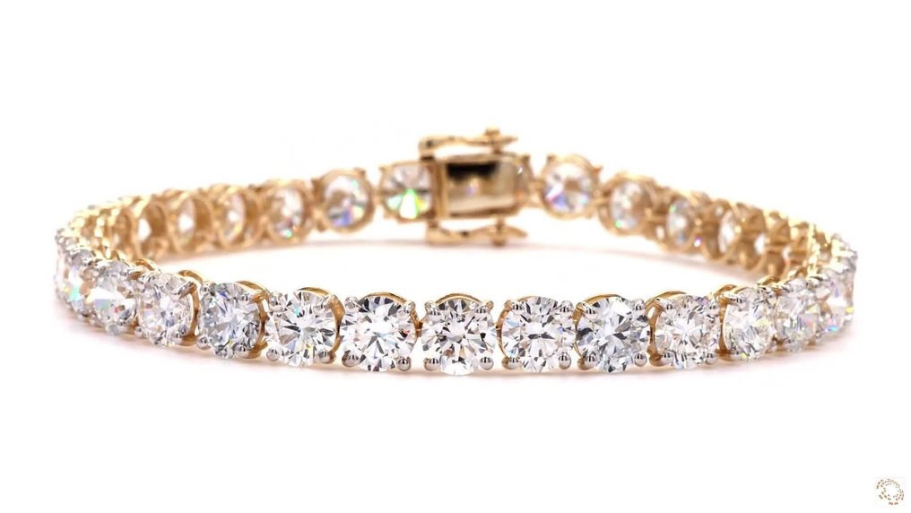 手鈪 - 18 克拉 黃金 - 25.73ct. tw. 鉆石 (實驗室培育) #1.0