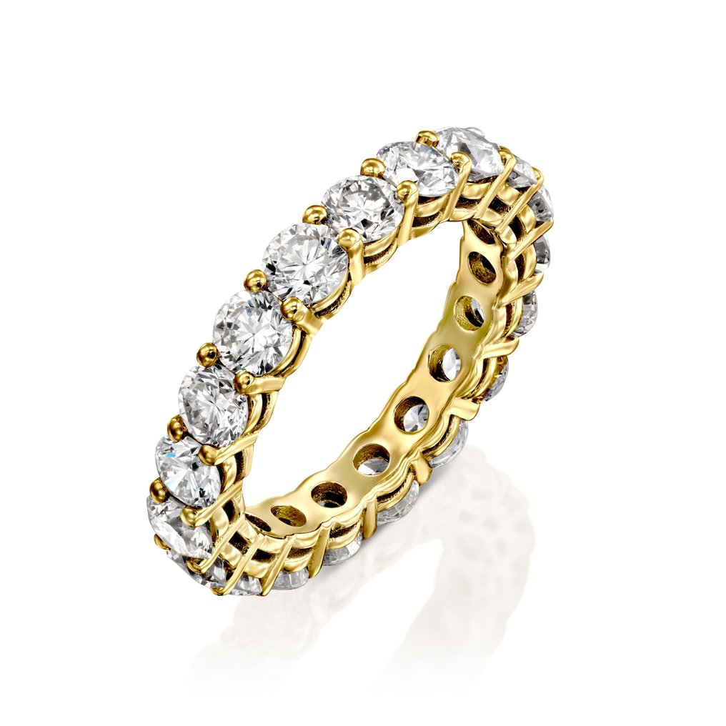 Ingen mindstepris - Alliancering - 14 karat Gulguld - 3.36ct. tw. Diamant (Laboratoriedyrket) - E-F VVS IGI #2.1