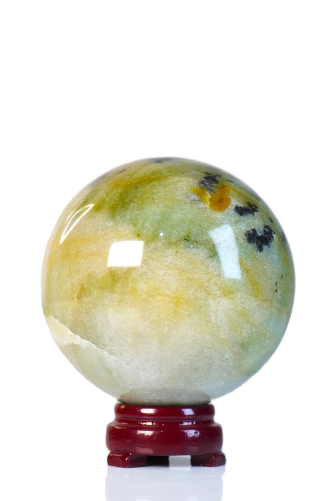 Green Aventurine Stone Sphere - Height: 100 mm - Width: 100 mm- 1288 g - (1) #3.2