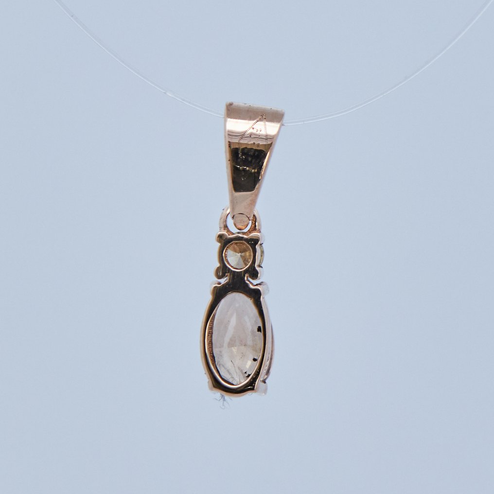 Zonder minimumprijs - Hanger - 14 karaat Geel goud - 0.20ct. tw. Diamant (Natuurlijk gekleurd) #3.2