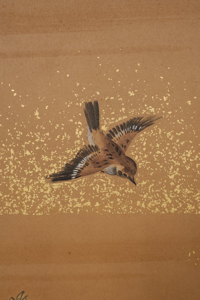 Byôbu (Faltbildschirm) - Lackiertes Holz, Goldblatt, Maulbeerpapier, Seide - Japan - Frühe Meiji-Zeit (zweite Hälfte des 19. Jahrhunderts) #2.1