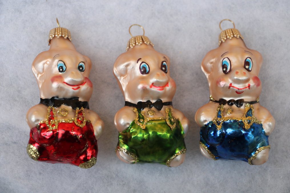 Krebs: het sprookje de drie biggetjes - 圣诞小雕像装饰品 (4) - 玻璃 #2.1