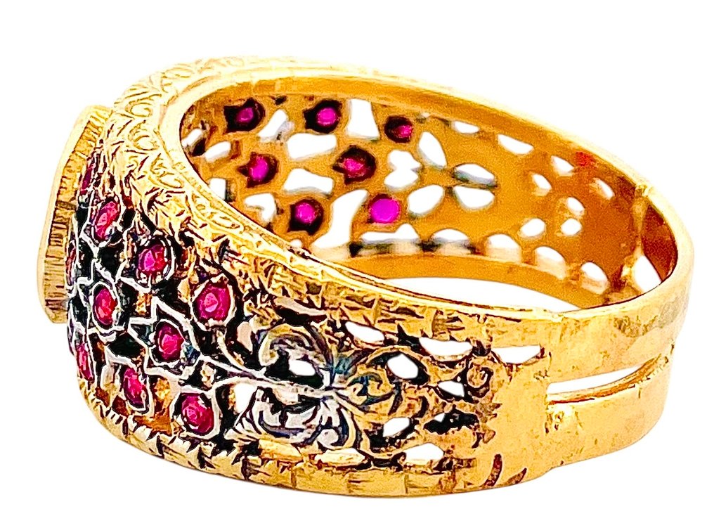 Sem preço de reserva - Anel - 9 kt. Ouro amarelo, Prata Rubi #4.3