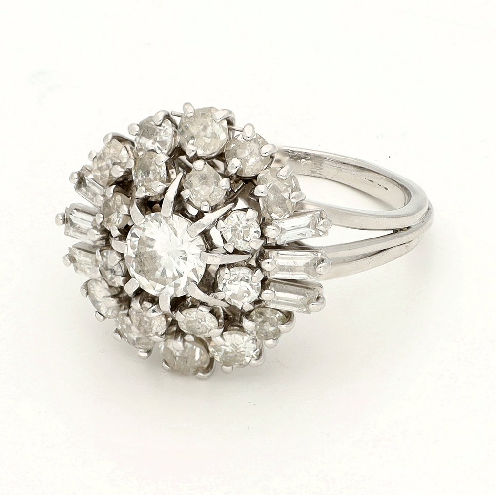 Gyűrű - 18 kt. Fehér arany Gyémánt (Természetes) #1.0