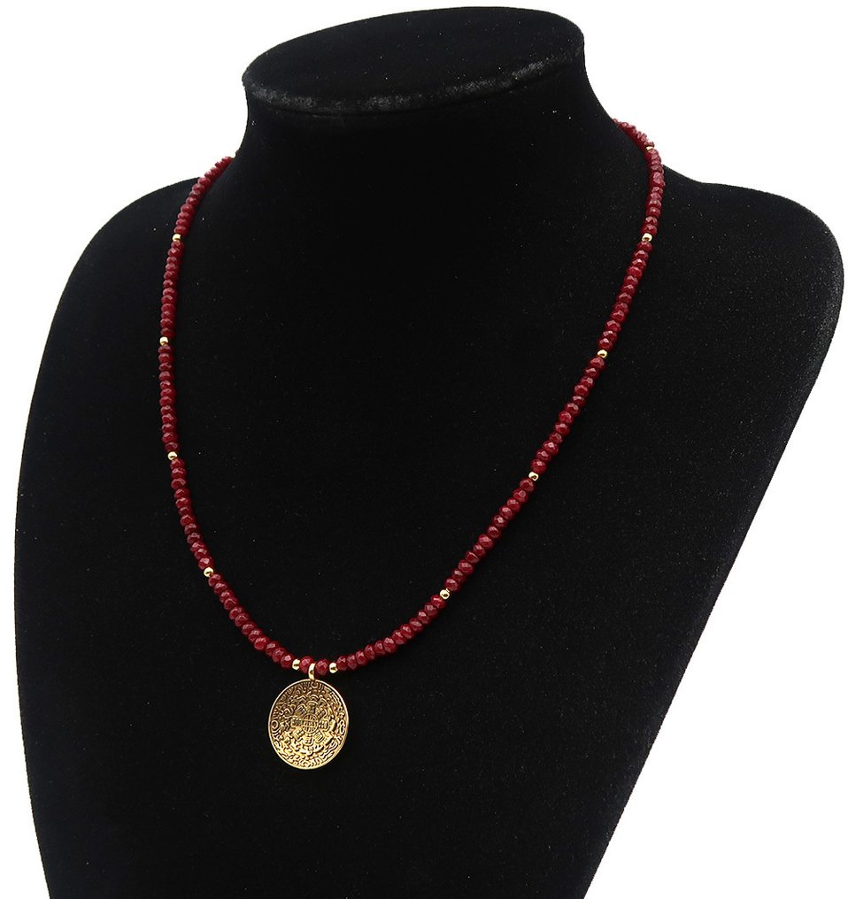 红宝石 - 佛教项链 - Melong - 消除邪恶 - 14K金镀金扣 - 頸鏈 #2.1