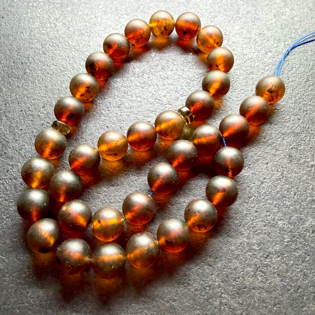 Tesbih Gebetsrosenkranz baltische Bernsteinperlen ø16mm in Cognac 85,9 g - Bernstein - Baltic amber - succinite #1.0