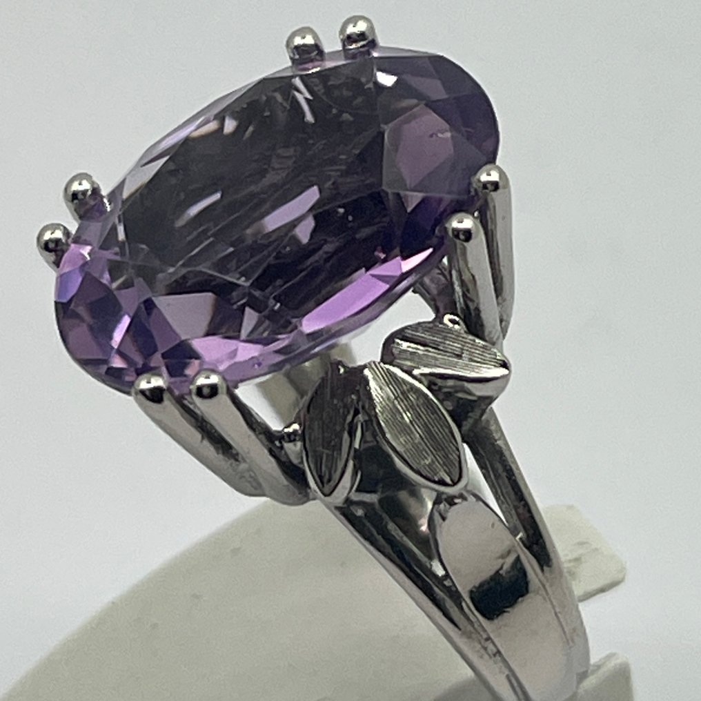 Βραδινό δαχτυλίδι - 18 καράτια Λευκός χρυσός Αμέθυστος - Έντονο χρώμα #2.1