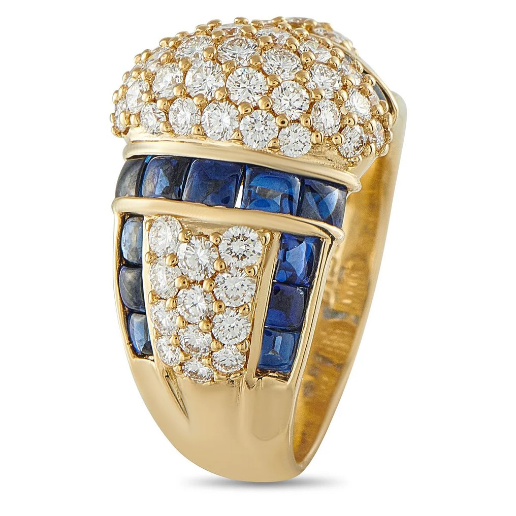 Δαχτυλίδι - 18 καράτια Δαχτυλίδι από 18K κίτρινο χρυσό με διαμάντι 1.55 καρατίων και ζαφείρι., Κίτρινο χρυσό - 4.19ct. tw. Διαμάντι (Φυσικό) #1.0