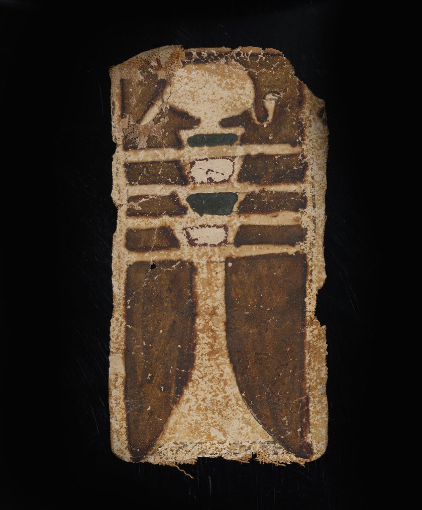 Altes Ägypten Textilfragment, das eine Djed-Säule mit Sonnenscheibe zeigt. - 14 cm #1.0