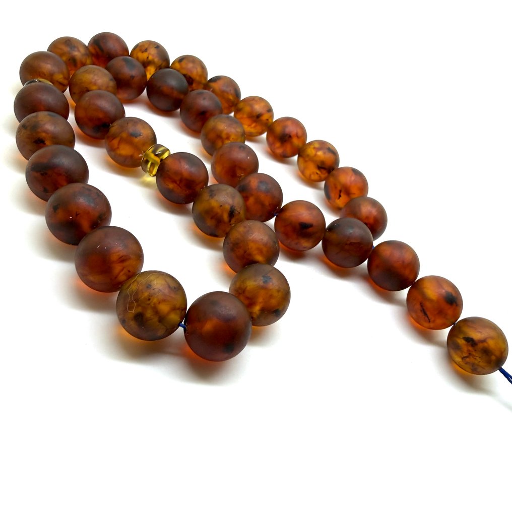 Tesbih Gebetsrosenkranz baltische Bernsteinperlen ø16mm in Cognac 85,9 g - Bernstein - Baltic amber - succinite #4.3
