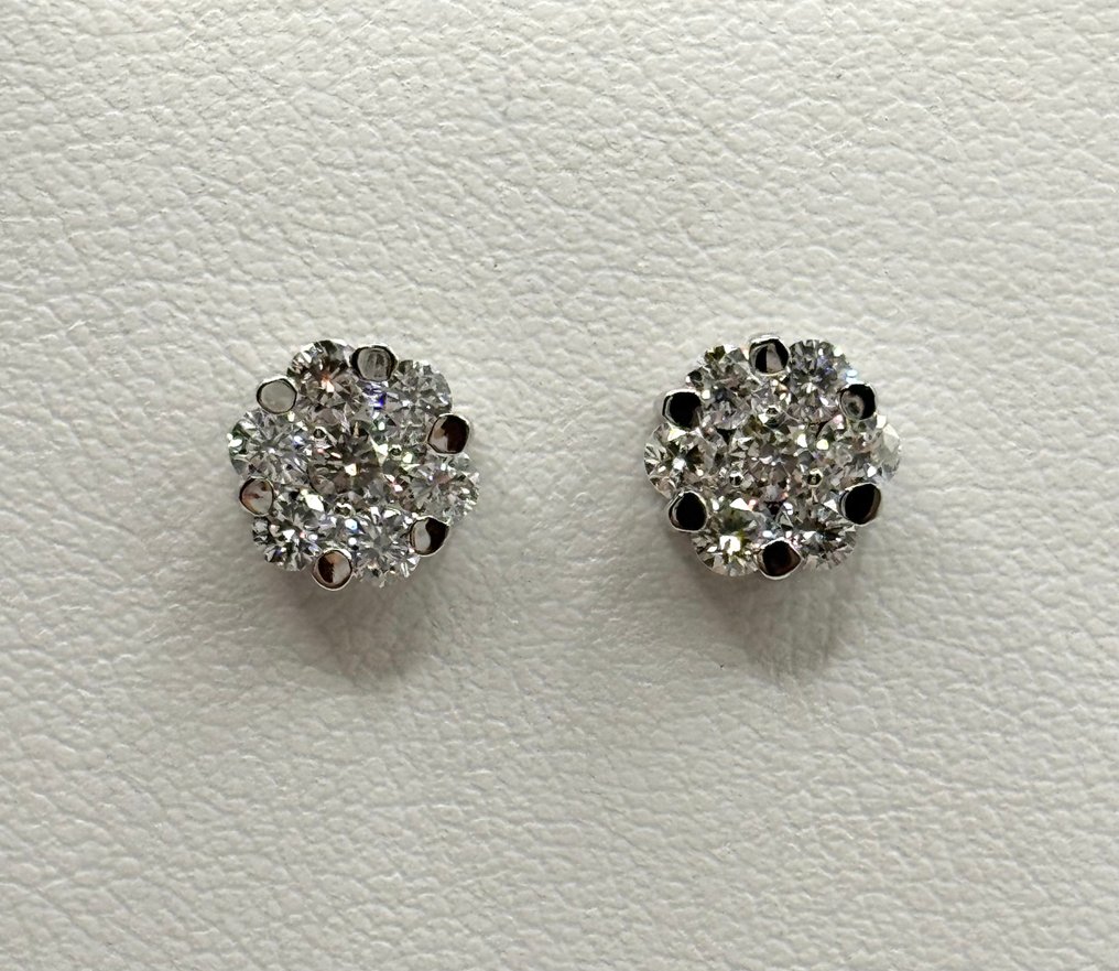 Drop fülbevaló - 18 kt. Fehér arany - 1.00ct. tw. Gyémánt (Természetes) #1.0