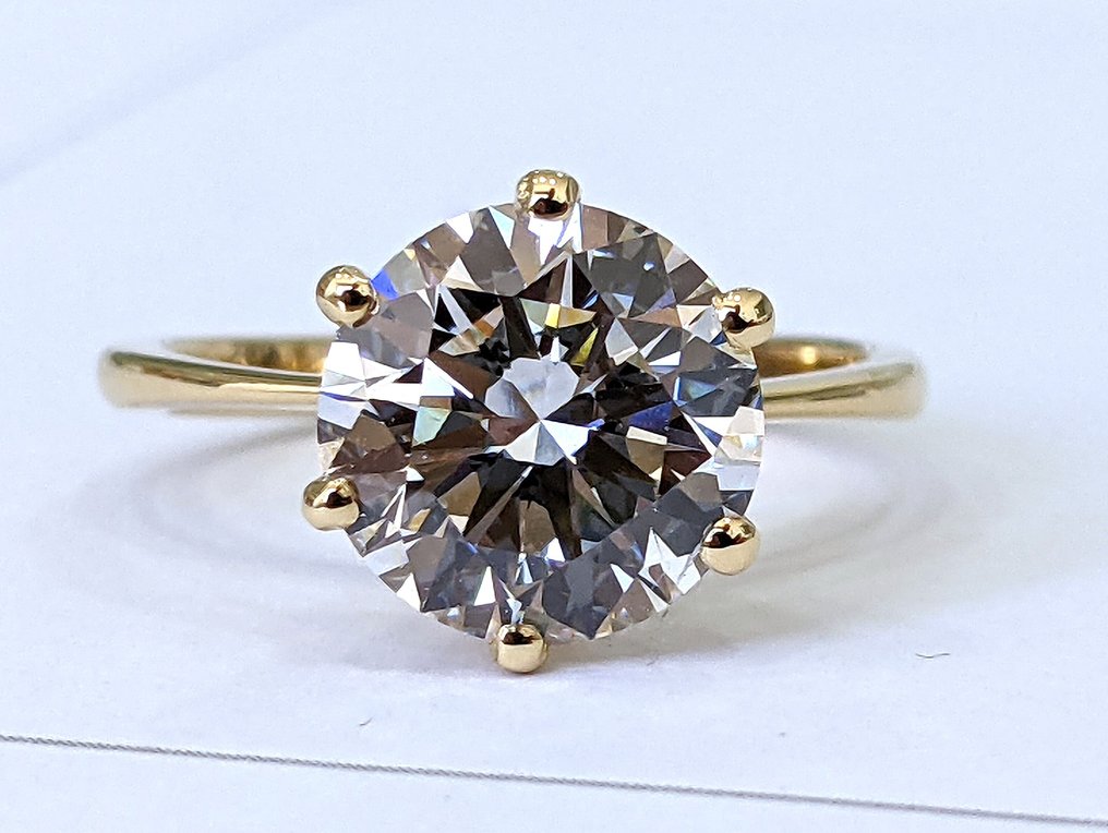 Nincs minimálár - Gyűrű - 18 kt. Sárga arany - 3.00ct. tw. Gyémánt (Laboratóriumban előállított) - E VVS2 IGI Certified #2.1