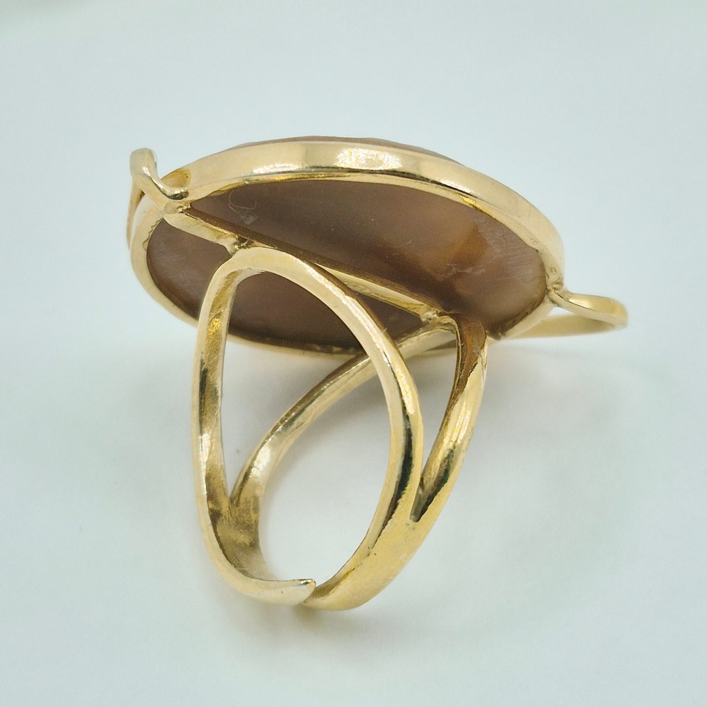 Sølv, Forgyldt - Ring - Håndindgraveret cammeo #3.2