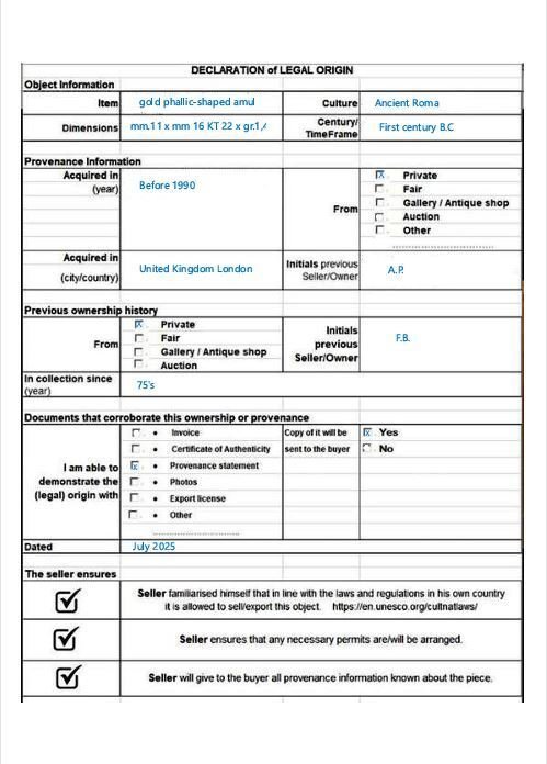 Réplika de un antiguo romano Oro Amulet - 16 mm #4.3