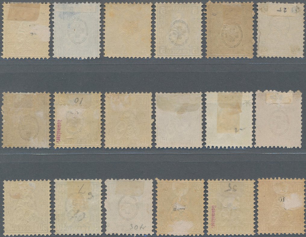 Sveits 1862/1882 - Fullstendig emisjon av zittende Helvetia med nyanser. - Michel 29/35 inclusief 29b #1.0