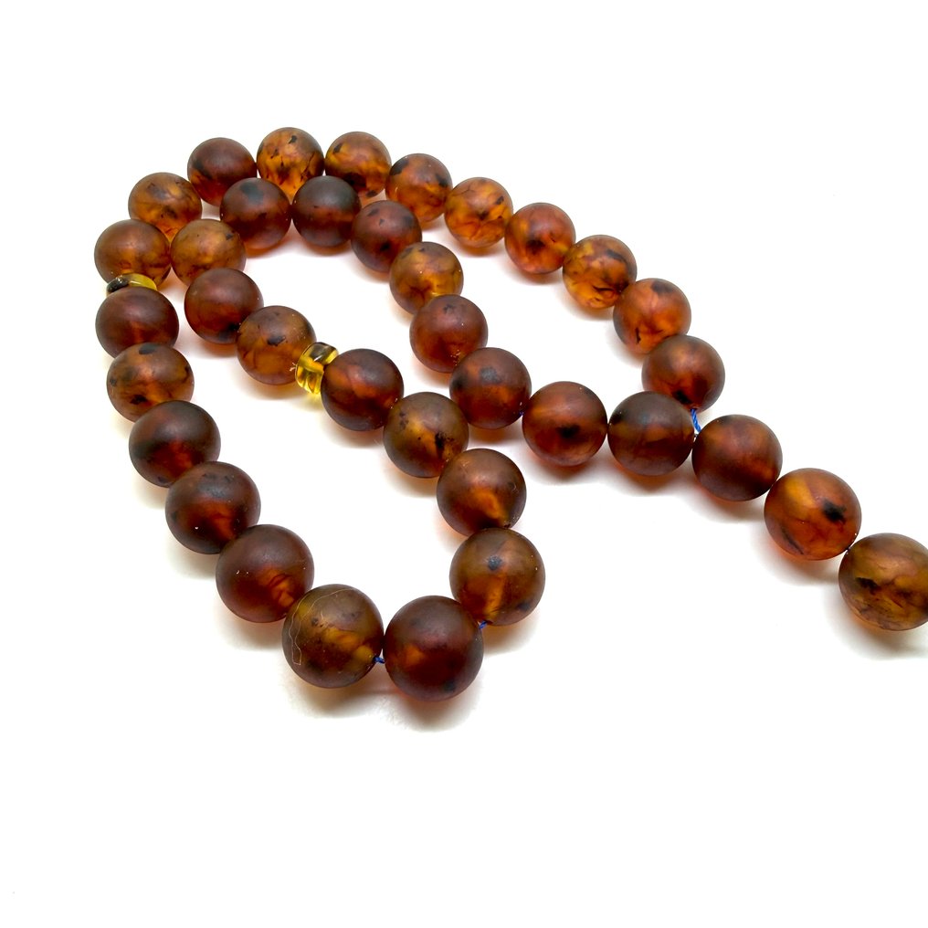 Tesbih Gebetsrosenkranz baltische Bernsteinperlen ø16mm in Cognac 85,9 g - Bernstein - Baltic amber - succinite #3.2