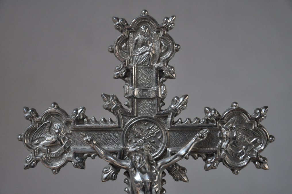  单幅祭坛画 - 镀银 - 1930-1940 - 十字祭坛 / 桌上十字  #4.3