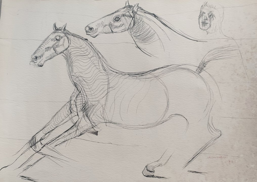 Bruno Cassinari (1912-1992) - Cavalli in corsa #1.0
