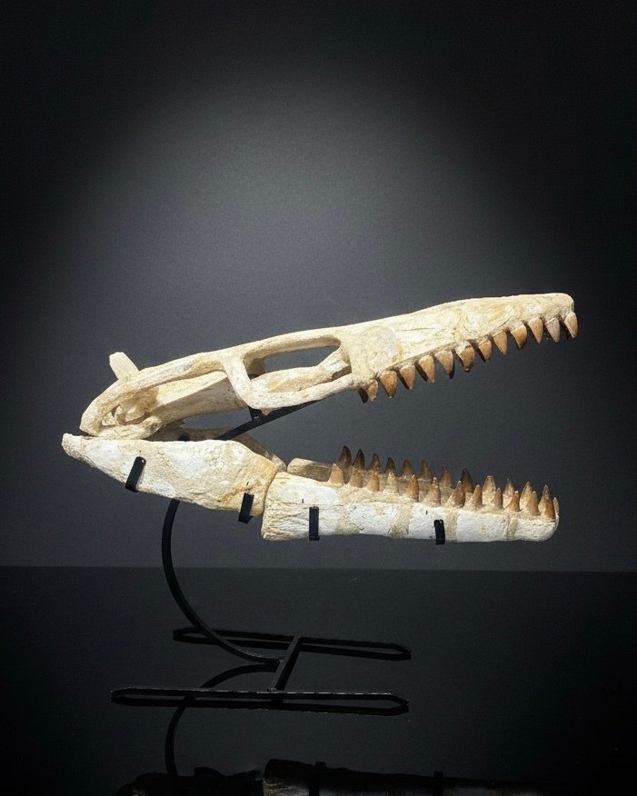 Mosasauro - Cranio fossile - Mosasaurus sp. - 43 cm - 54 cm #3.2