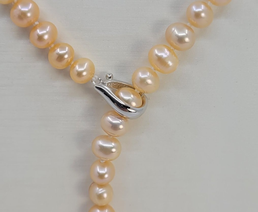 χωρίς τιμή ασφαλείας - Κολιέ Ροζ Edison φρέσκα μαργαριτάρια 6x7mm. #1.0